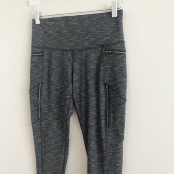 ATHLETA Spacedye Sly Drifter leggings S Gray Stretch Pants Zipper Pockets - Picture 4 of 11